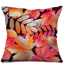 Gradient Different Autumn Leaves With Droplets Pillows 69038229