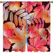 Gradient Different Autumn Leaves With Droplets Window Curtains 69038229