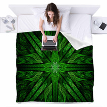 Gradient Green And Black Criss Cross Pattern Blankets 71141092