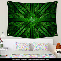Gradient Green And Black Criss Cross Pattern Wall Art 71141092