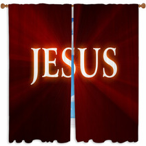 Gradient Red To Black Background Jesus Name Window Curtains 22868010