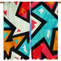 Graffiti Arrows Seamless Pattern With Grunge Effect Window Curtains 72292056