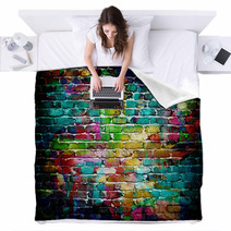 Graffiti Brick Wall Blankets 62706102