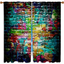 Graffiti Brick Wall Window Curtains 62706102