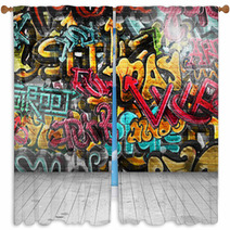 Graffiti On Wall Window Curtains 56467874