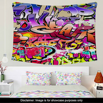 Graffiti Seamless Background. Hip-hop Urban Art Wall Art 36210089