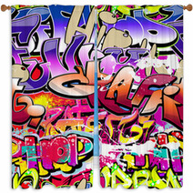 Graffiti Seamless Background. Hip-hop Urban Art Window Curtains 36210089
