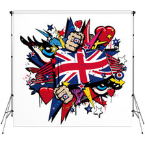 Graffiti UK Flag Pop Art Illustration Backdrops 32209947