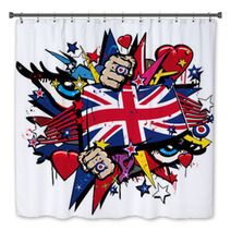Graffiti UK Flag Pop Art Illustration Bath Decor 32209947