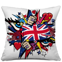 Graffiti UK Flag Pop Art Illustration Pillows 32209947