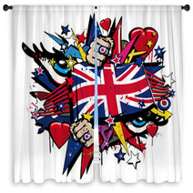 Graffiti UK Flag Pop Art Illustration Window Curtains 32209947