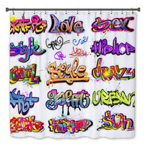 Graffiti Vector Background Collection. Hip-hop Design Bath Decor 21600142