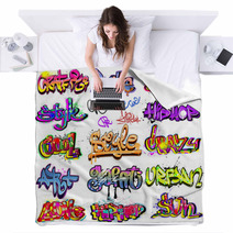 Graffiti Vector Background Collection. Hip-hop Design Blankets 21600142