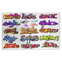 Graffiti Vector Background Collection. Hip-hop Design Rugs 21600142
