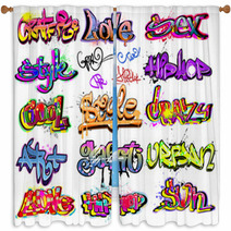 Graffiti Vector Background Collection. Hip-hop Design Window Curtains 21600142