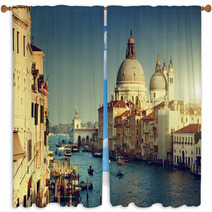 Grand Canal And Basilica Santa Maria Della Salute, Venice, Italy Window Curtains 65944609