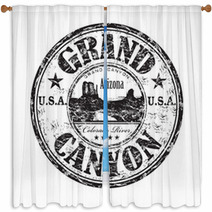 Grand Canyon Grunge Rubber Stamp Window Curtains 39765999