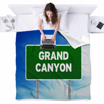 Grand Canyon Highway Sign Blankets 33855227