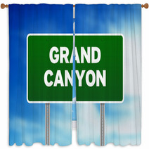 Grand Canyon Highway Sign Window Curtains 33855227