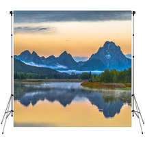 Grand Teton Reflection At Sunrise Backdrops 57689108
