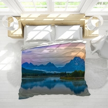 Grand Teton Reflection At Sunrise Bedding 57689084