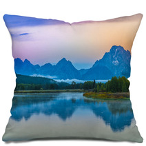 Grand Teton Reflection At Sunrise Pillows 57689084