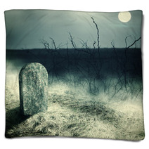 Gravestone On Old Cemetery Blankets 55921515