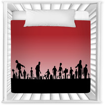 Graveyard Zombies Red Poster Nursery Decor 46178699
