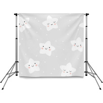 Gray And White Cute Stars For Baby Backdrops 213045481