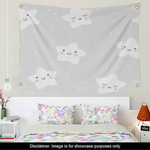 Gray And White Cute Stars For Baby Wall Art 213045481