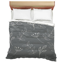 Gray Botanical Leaves On Branches Bedding 232659970