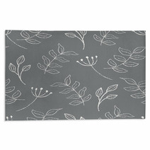 Gray Botanical Leaves On Branches Rugs 232659970