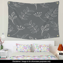 Gray Botanical Leaves On Branches Wall Art 232659970