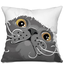 gray cat Pillows 68674048
