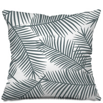 Gray Palm Leaves Tropical Print Pillows 194030200