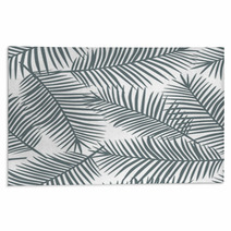 Gray Palm Leaves Tropical Print Rugs 194030200