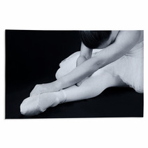 Grayscale Ballerina Stretching On The Floor Rugs 62591438