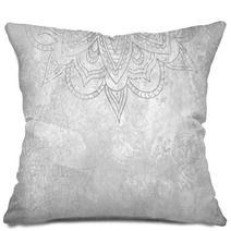 Grayscale Mandala Background Pillows 193483861