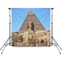 Great Sphinx Of Giza And The Pyramid Of Khafre At Giza Egypt Backdrops 48654528