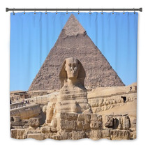Great Sphinx Of Giza And The Pyramid Of Khafre At Giza Egypt Bath Decor 48654528