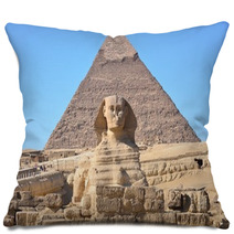 Great Sphinx Of Giza And The Pyramid Of Khafre At Giza Egypt Pillows 48654528