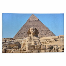 Great Sphinx Of Giza And The Pyramid Of Khafre At Giza Egypt Rugs 48654528