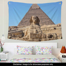 Great Sphinx Of Giza And The Pyramid Of Khafre At Giza Egypt Wall Art 48654528