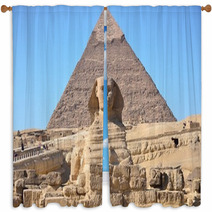 Great Sphinx Of Giza And The Pyramid Of Khafre At Giza Egypt Window Curtains 48654528
