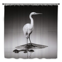 Great White Egret On Hippo Bath Decor 46723853