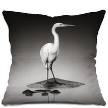 Great White Egret On Hippo Pillows 46723853