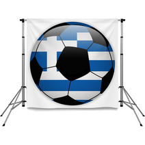 Greece Flag With Soccer Ball Background Backdrops 67040628