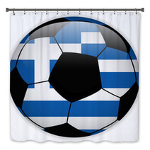 Greece Flag With Soccer Ball Background Bath Decor 67040628