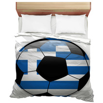 Greece Flag With Soccer Ball Background Bedding 67040628