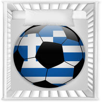 Greece Flag With Soccer Ball Background Nursery Decor 67040628